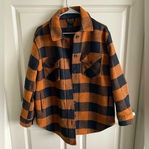 Rust Orange & Black Plaid Shacket